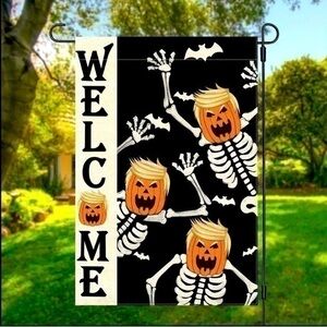 Trumpkin Welcome Halloween Pumpkin Dance Trump Garden Flag